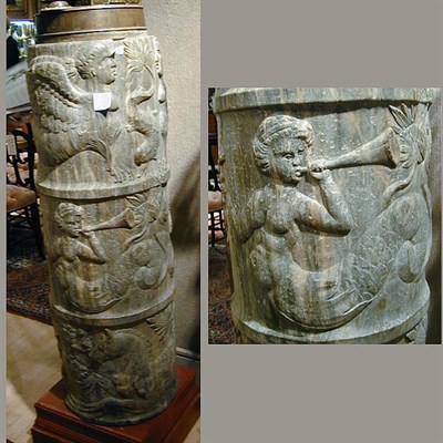 Lot 109 - Carved Marble Pedestal Of cylindrical form,...