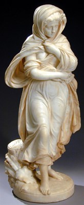 Lot 92 - Marble Sculpture Depicting a girl bracing...
