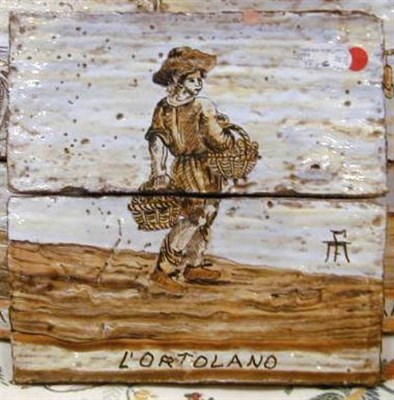 Lot 557 - Group of Six Continental Faience Tiles