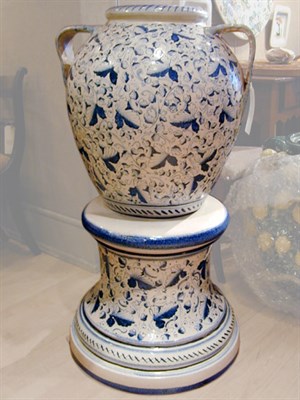 Lot 499 - Continental Faience Urn on Stand