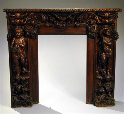 Lot 115 - Victorian Carved Oak Fireplace Surround With...