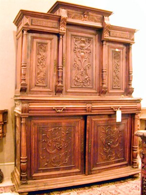 Lot 399 - Renaissance Revival Walnut Breakfront Cabinet