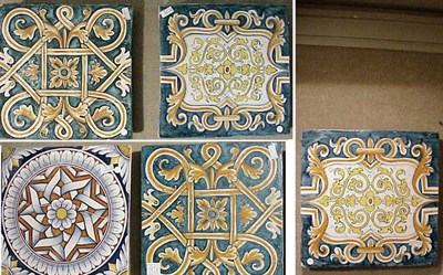 Lot 174 - Group of Five Continental Faience Tiles