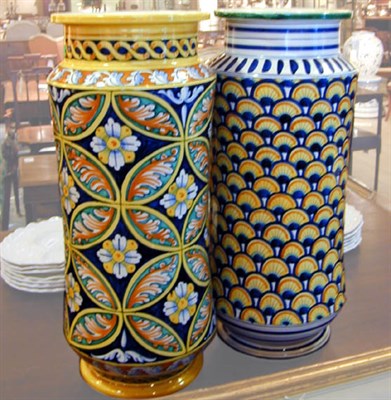 Lot 587 - Two Continental Faience Umbrella Stands
