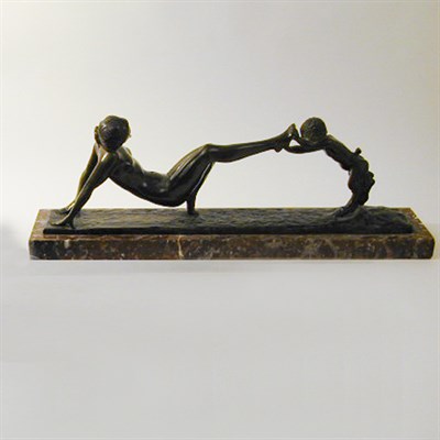 Lot 207 - Art Deco Bronze Nude with Satyr After a model...
