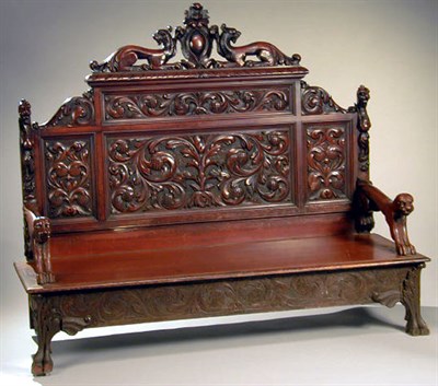 Lot 117 - Victorian Mahogany Bench The back with foliate...