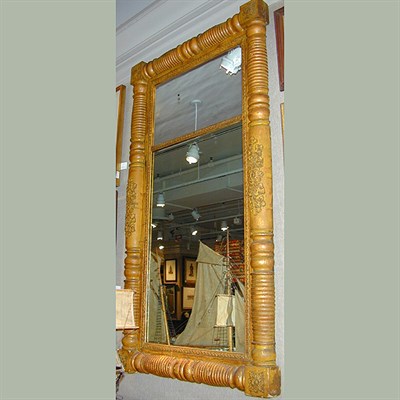 Lot 434 - Classical Gilt-Wood Pier Mirror With ring and...