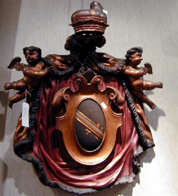 Lot 673 - Italian Rococo Style Painted Wood Crest