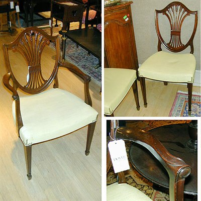 Lot 521 - Set of Six Regency Style Shield Back Mahogany...