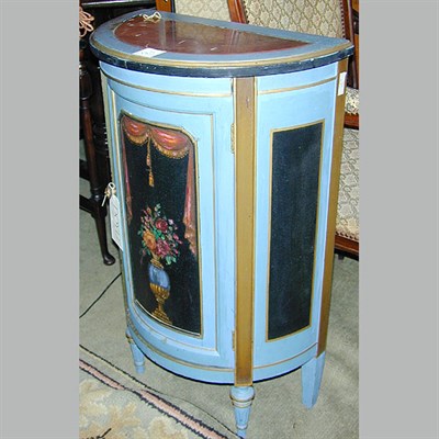 Lot 718 - Louis XVI Style Painted Demilune Side Cabinet