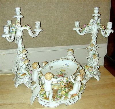 Lot 526 - German Porcelain Three-Piece Garniture