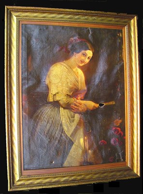 Lot 86 - Continental School 19th Century WOMAN HOLDING...