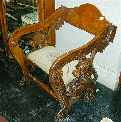 Lot 683 - Renaissance Revival Marquetry Inlaid Oak Low...