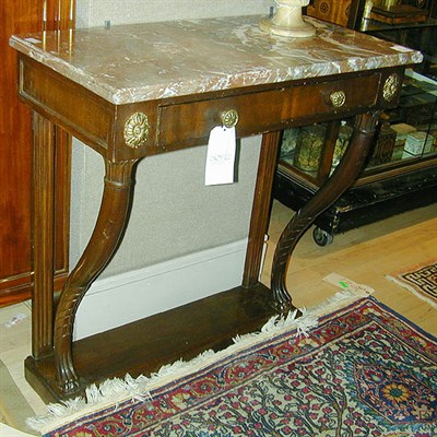 Lot 343 - Empire Style Marble Top Mahogany Console