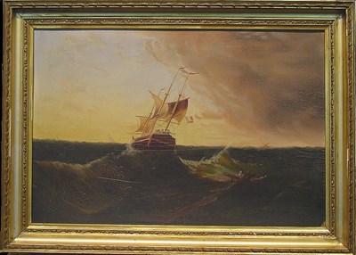 Lot 7 - American School 19th Century RESCUE AT SEA Oil...
