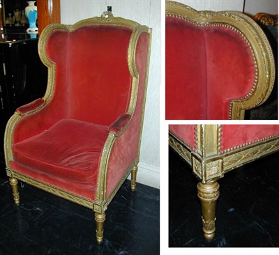 Lot 555 - Louis XVI Style Painted Carved Wood Bergere a...