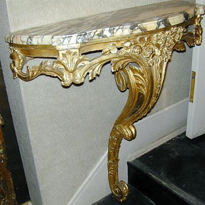 Lot 558 - Louis XV Style Gilt Carved Wood Console The...