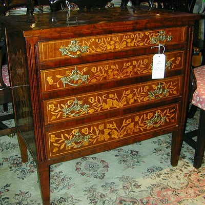 Lot 596 - Dutch Marquetry Inlaid Mahogany Commode