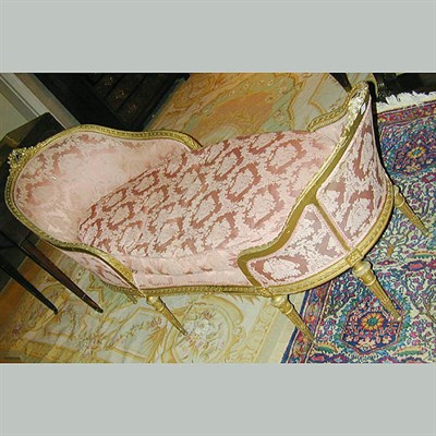 Lot 374 - Louis XVI Style Gilt Carved Wood Chaise Longue