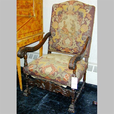 Lot 732 - Louis XIV Style Needlepoint Upholstered Armchair