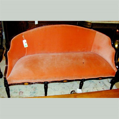 Lot 606 - George III Style Upholstered Inlaid Mahogany...