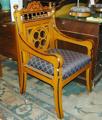 Lot 446 - Pair of Victorian Gothic Revival Upholstered...