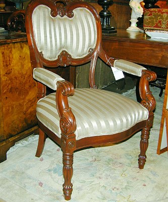 Lot 631 - Pair of Victorian Style Mahogany Armchairs