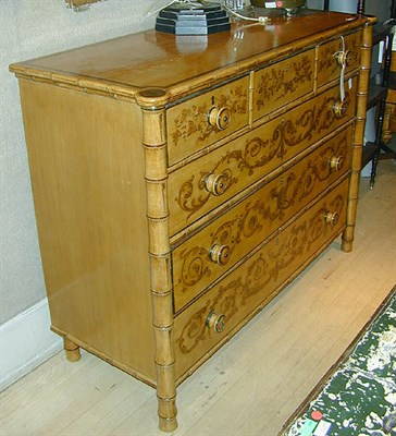 Lot 386 - Victorian Faux Bamboo Painted Chest of Drawers