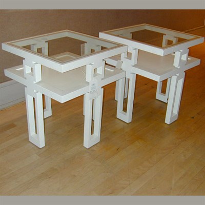 Lot 206 - Pair of Painted Wood and Glass Low Tables...