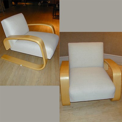 Lot 133 - Pair of Molded Wood Armchairs Designed by...
