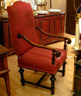 Lot 177 - Baroque Style Upholstered Walnut Armchair
