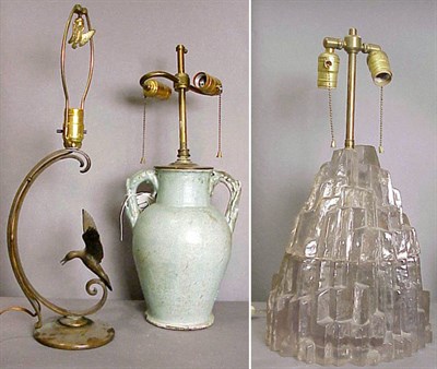 Lot 192 - Group of Three Ceramic and Brass Lamps