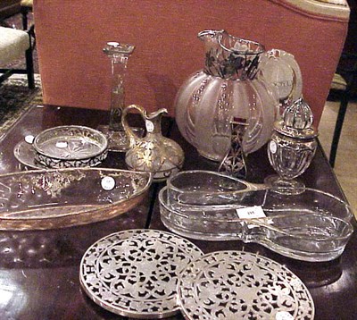 Lot 195 - Group of Silver Overlaid Glassware...