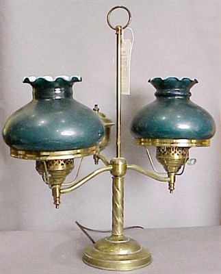 Lot 212 - Brass Two-Light Student Lamp