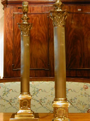 Lot 248 - Group of Four Glass and Brass Lamps