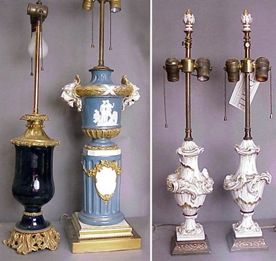 Lot 273 - Group of Four Continental Porcelain Lamps