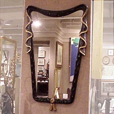 Lot 276 - Neoclassical Style Painted and Parcel Gilt Mirror