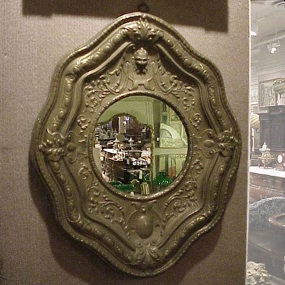 Lot 279 - Victorian Pressed Brass Mirror