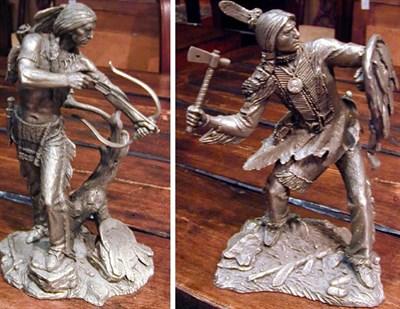 Lot 280 - Two Pewter Sculptures of Native Americans