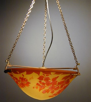 Lot 136 - Galle Cameo Glass Chandelier The dome-shaped...