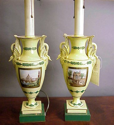 Lot 365 - Pair of Empire Style Porcelain Lamps
