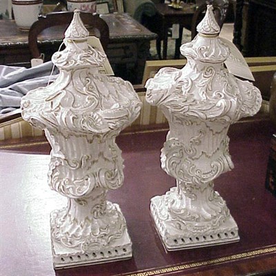Lot 382 - Pair of Continental Porcelain Urn-Form...