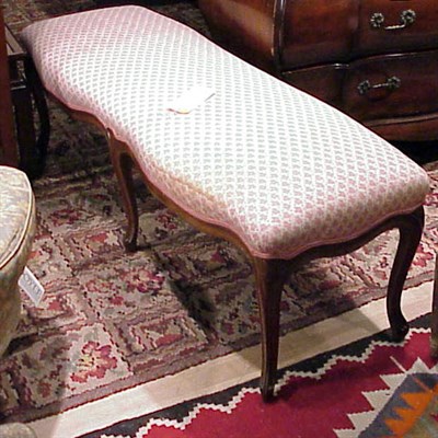 Lot 386 - Louis XV Style Upholstered Fruitwood Bench