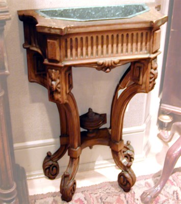 Lot 398 - Pair of Louis XV Style Marble Top Fruitwood...