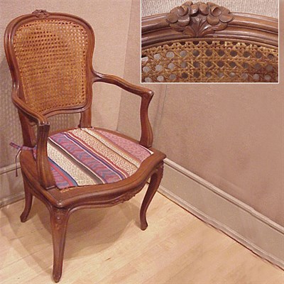 Lot 406 - Pair of Louis XV Style Fruitwood Armchairs