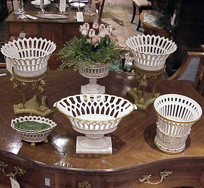 Lot 407 - Group of Six Reticulated Porcelain Articles