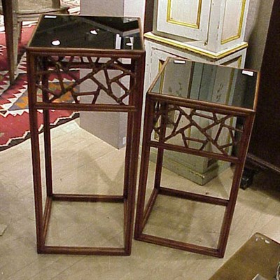 Lot 409 - Two Faux Bamboo Glass Top Stands