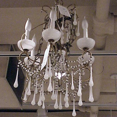 Lot 512 - Empire Style Opaline and Gilt-Metal Six-Light...