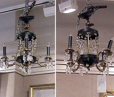 Lot 520 - Pair of Empire Style Gilt-Metal and Cut Glass...