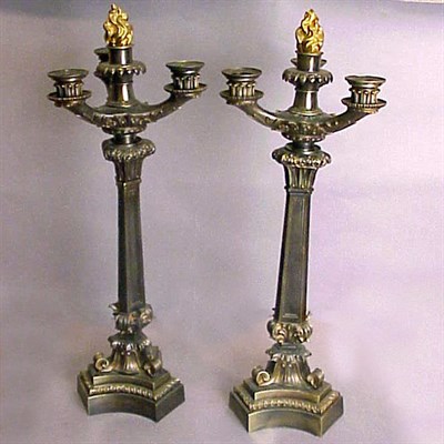 Lot 543 - Pair of Empire Style Gilt-Bronze Four-Light...